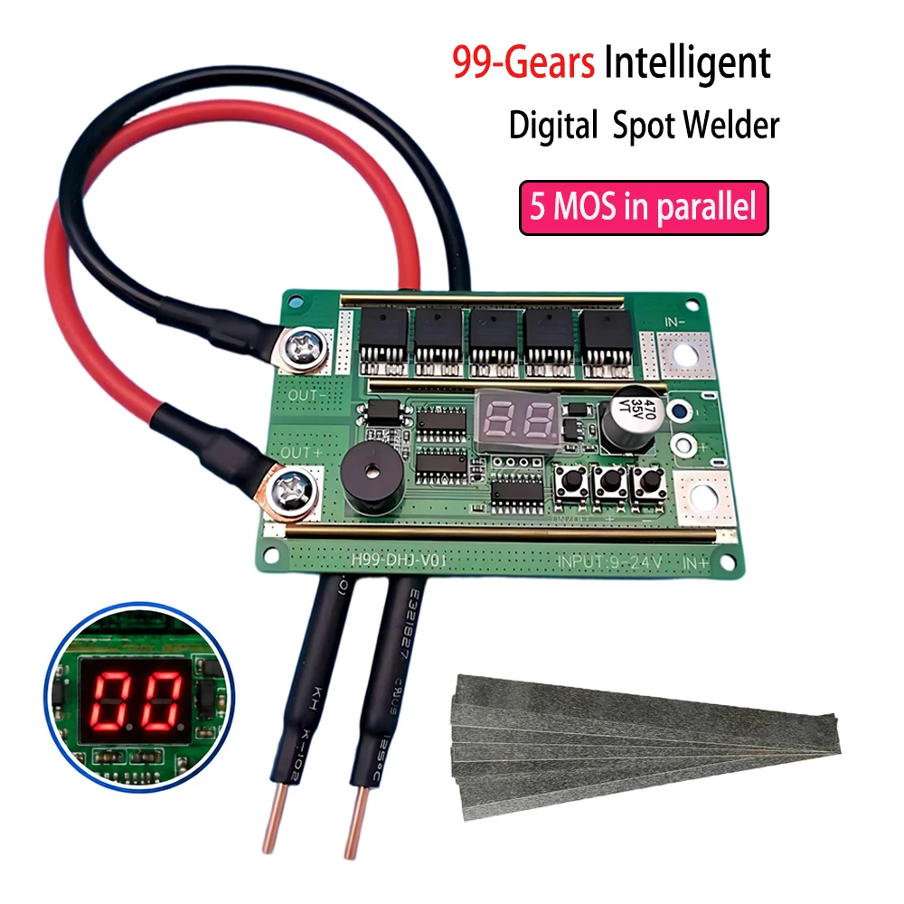 99-Level 12V Spot Welder Kit Adjustable Digital Spot Welding Pen Control Board Nickel Sheet For 18650 Lithium Battery 0.1-0.2mm