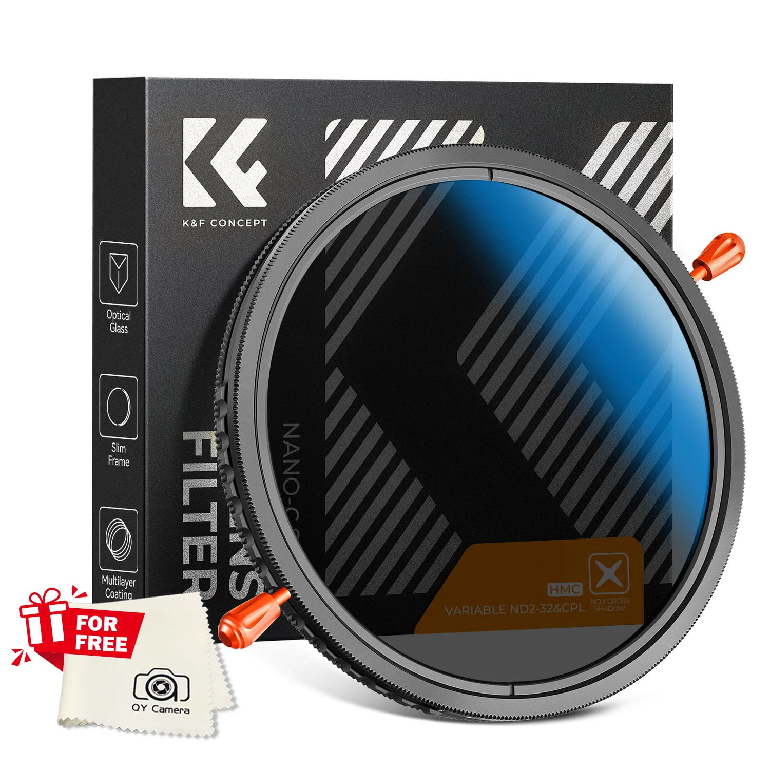 K&F Concept 2 in 1 CPL ND Filter 58mm 55mm 52mm 49mm ND2 32 82mm 77mm 72mm 67mm Variable ND32 62mm 46mm 43mm 40.5mm 37mm VND32