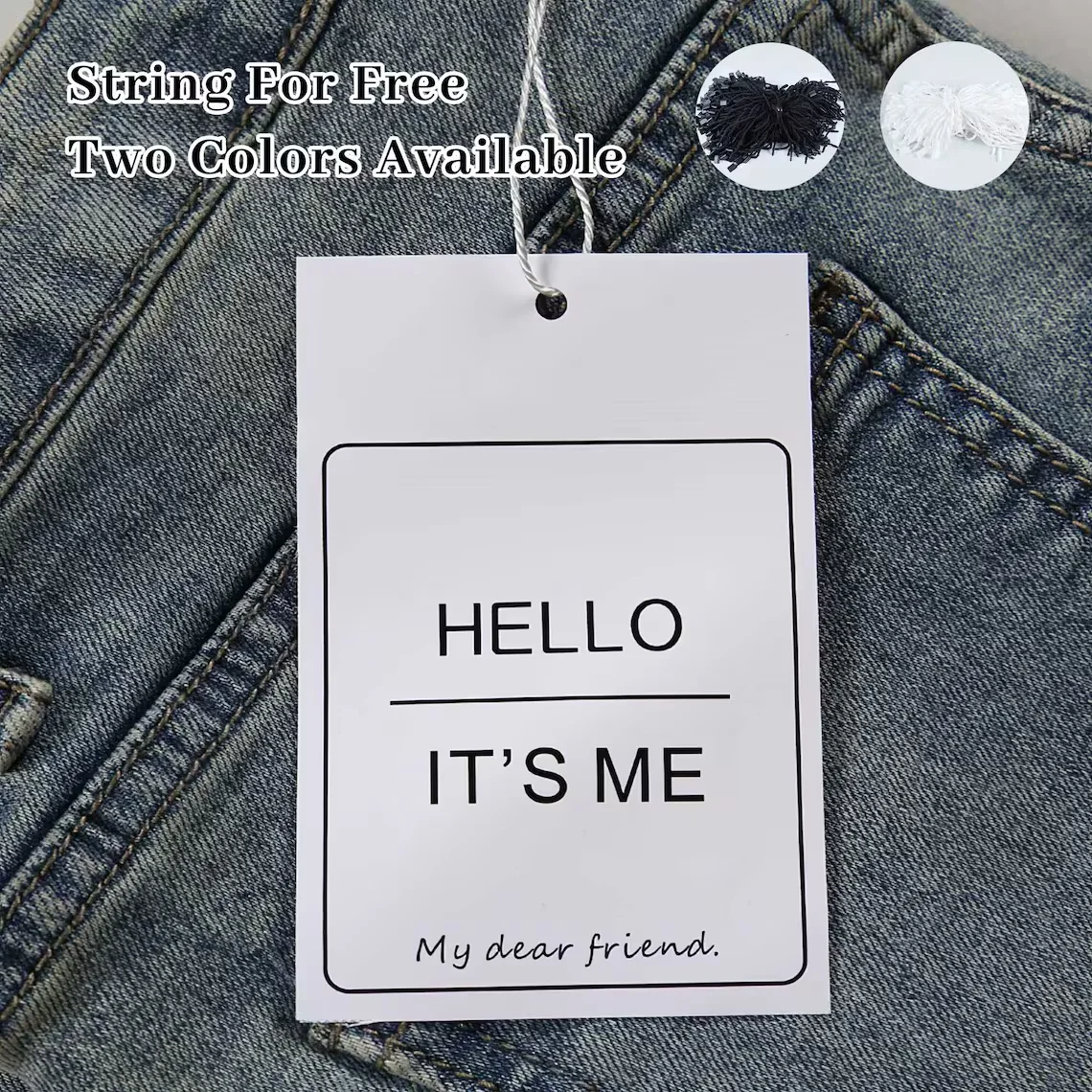 50-300 ملصقات علامات تعليق مطبوعة مخصصة للقماش علامات تعليق ورقية مخصصة ملصق مصنوع يدويًا مع أوتار للاستخدام التجاري المختلف