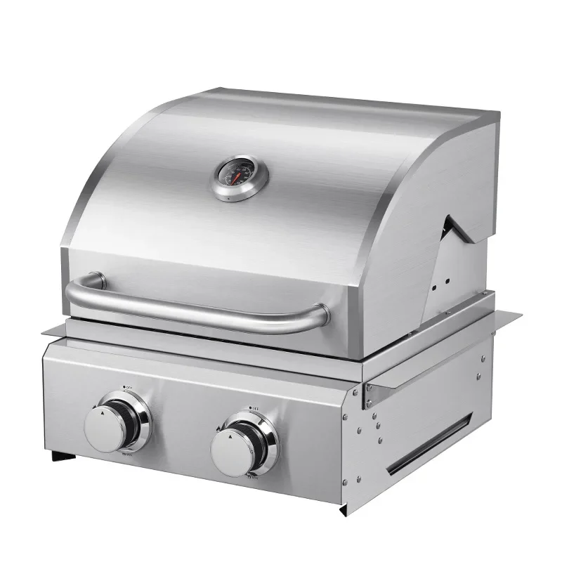 Embedded two-end stove gas burning stove villa large thickened stainless steel liquefied barbecue stove