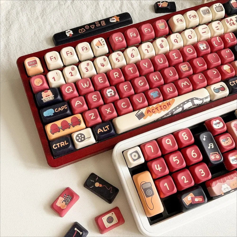 133/141 Keys EOA Height, Time Cinema, Keycaps PBT for Mx Cherry Gateron Switch Mechanical Keyboard Kit