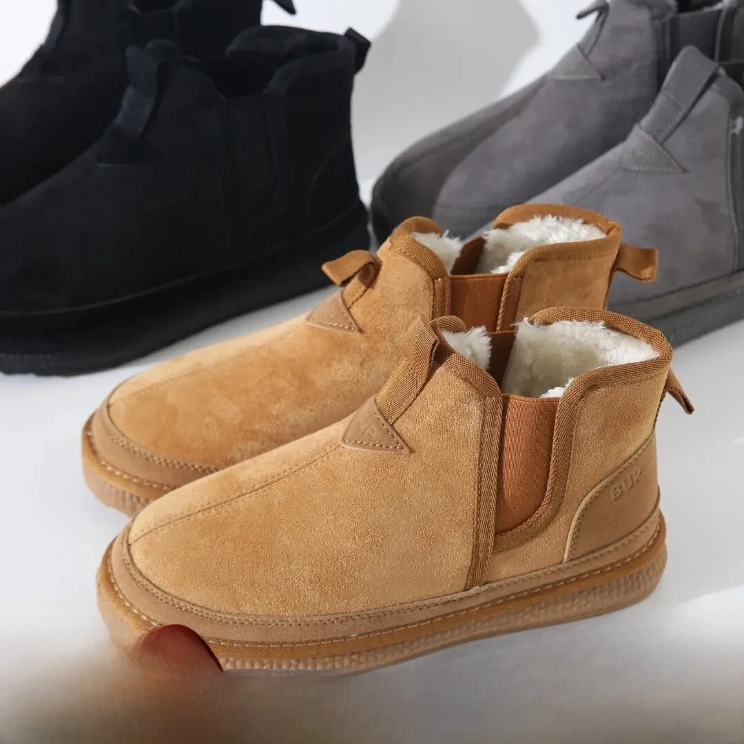 Thick Bottomed Fleece Lined Deer Velvet Rubber Sole Winter High Top Boots Cotton Shoes Warm Comfortable Casual Sporty