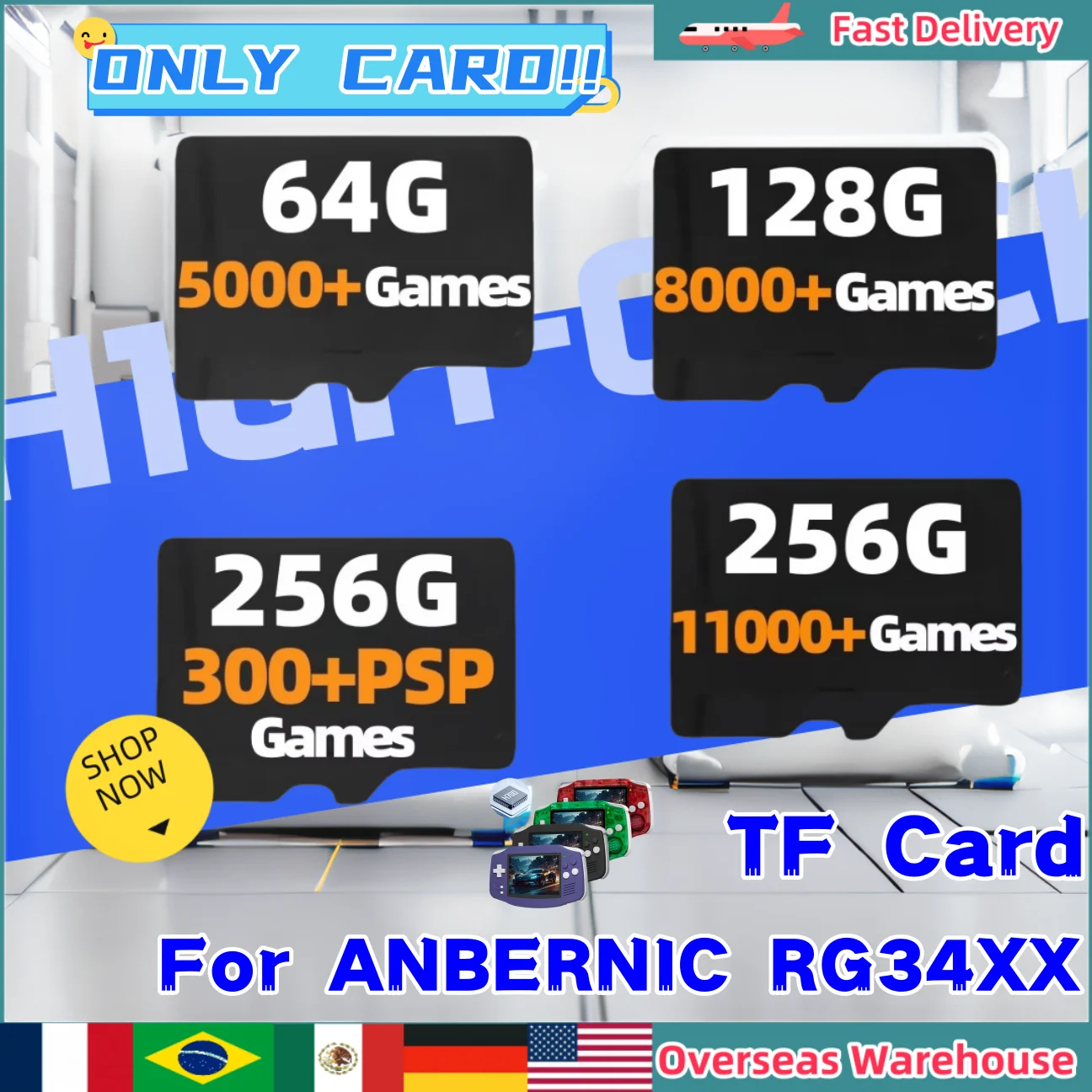 For ANBERNIC RG34XX TF Card Game Console Memory Card Preloaded Games Video Game Console Pre-install Card Retro Games Men Gifts