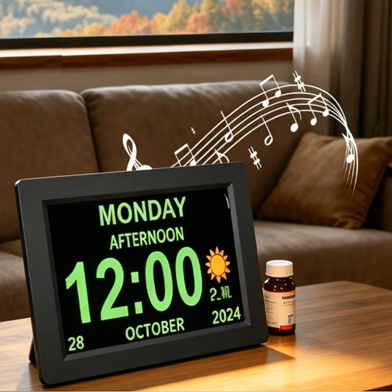 7/8/10 inch digital high definition large font electronic photo frame video picture advertising machine wall elderly clock