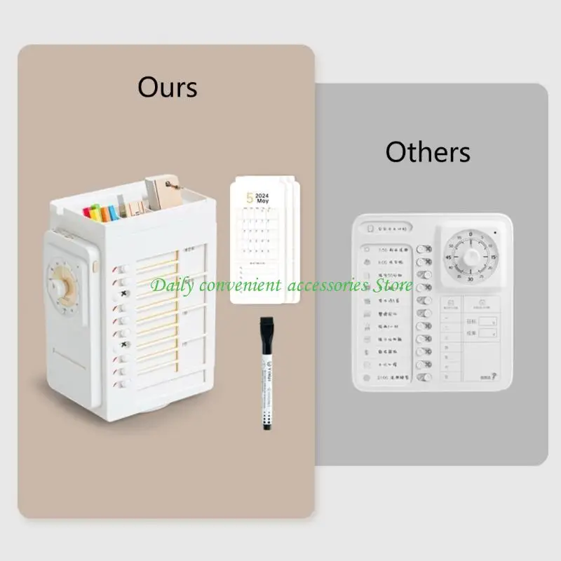 97QB Desk Organisatoren mit visuellen Zeiten Timer -Rotierhalter -Stiftorganisatoren für Schulbüro