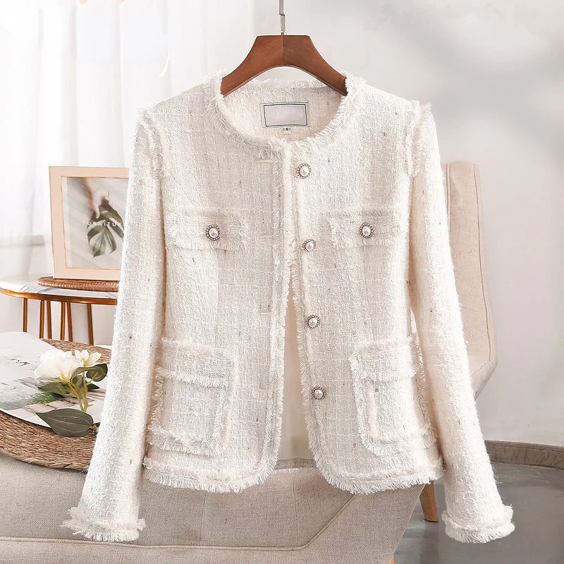 Women's tassel coarse woolen coat 2026 new spring and autumn small fragrant style top