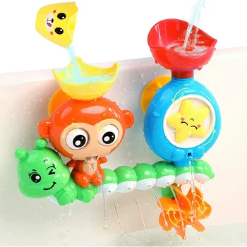 Baby Bath Toy Wall Sunction Cup Track Water Games Children Bathroom Monkey Caterpilla…