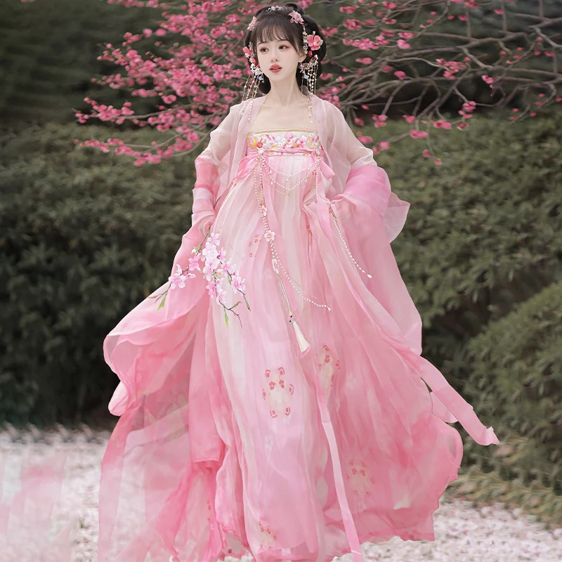 고대 공주 전통 Hanfu 댄스 요정 의상 중국 Hanfu 여성 현대 한 왕조 댄스 착용 코스프레 옷