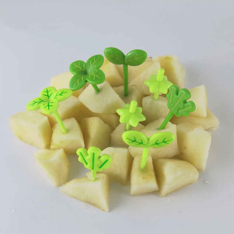 8Pcs Fruit Fork Toothpick Leaves Small Salad Tiny Fork Mini Cake Picks For Kids*..