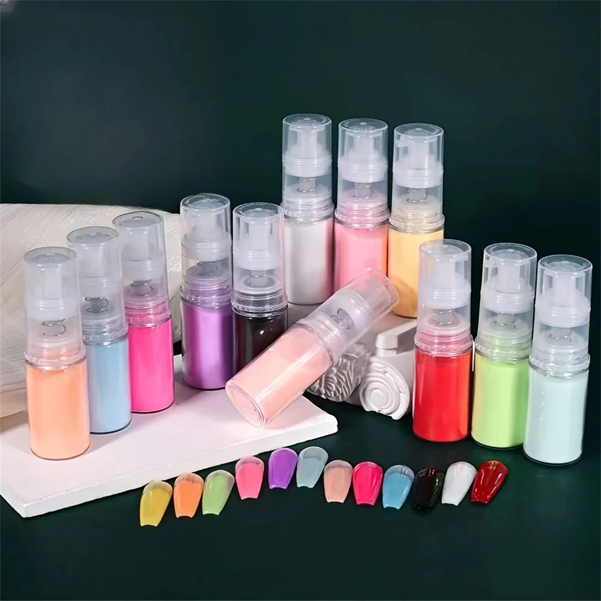 1 قطعة التدرج مسمار مسحوق رذاذ مسحوق الغمر مسحوق معكرون اللون أورورا البريق مسحوق البوب اللون المحمولة مسمار الفن خلق