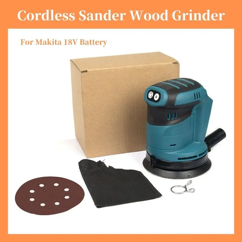 

Cordless Orbital Sander Wood Grinder 3 Speed Electric Polishing Grinding Machine With 125mm Sandpaper For Makita 18V Battery