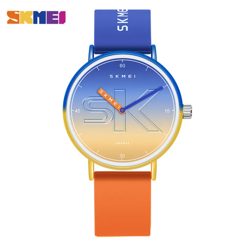 SKMEI Colorful Fashion Ladies Watches PU Transparent Shockproof Teenager Girls Wristwatches Quartz Waterproof reloj mujer 7038