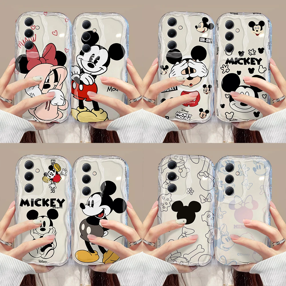 Hot Anime Mickey Minnie 3D Wave Case For Samsung A73 A72 A71 A55 A54 A53 A35 A34 A33 A25 A24 A23 A15 A14 A13 A05 A04 4G 5G Cover