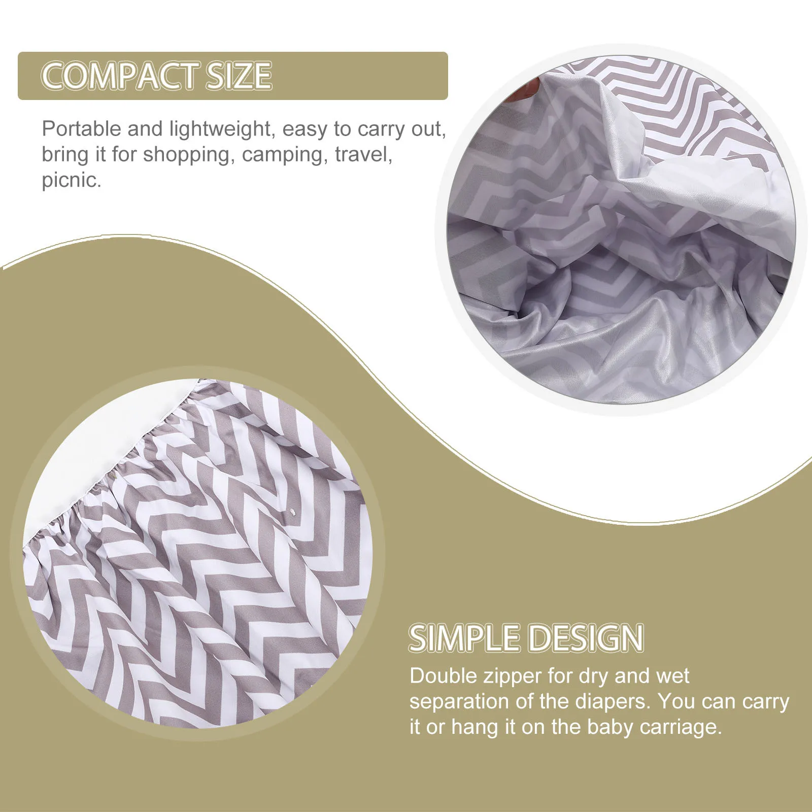 حقيبة سطل الحفاضات قابلة لإعادة الاستخدام من الدرجة العالية منظم التخزين الرطب والجاف متعدد الوظائف للحفاضات القماشية مجموعات السباحة الصلبة الملابس القذرة #3