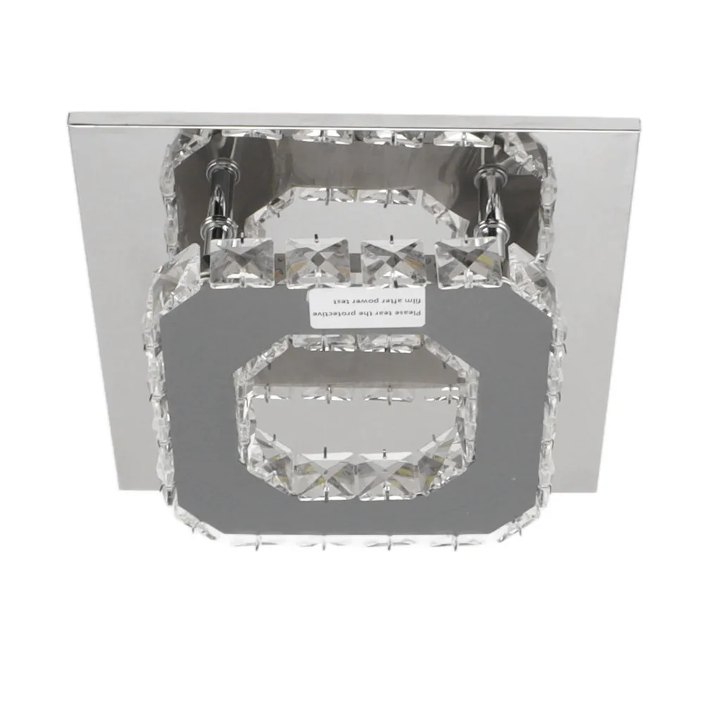 Square LED Ceiling Lamp 3 Color Temperature Faux Crystal Chandelier 12W Wide Voltage 85-265V Crystal Ceiling Light Dining Room
