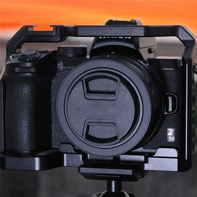 

T82C Hot Sale-Camera Cage Frame For Nikon Z50 SLR Cold Shoe Mount Vertical Shooting Microphone Holder DIY Extension Kit