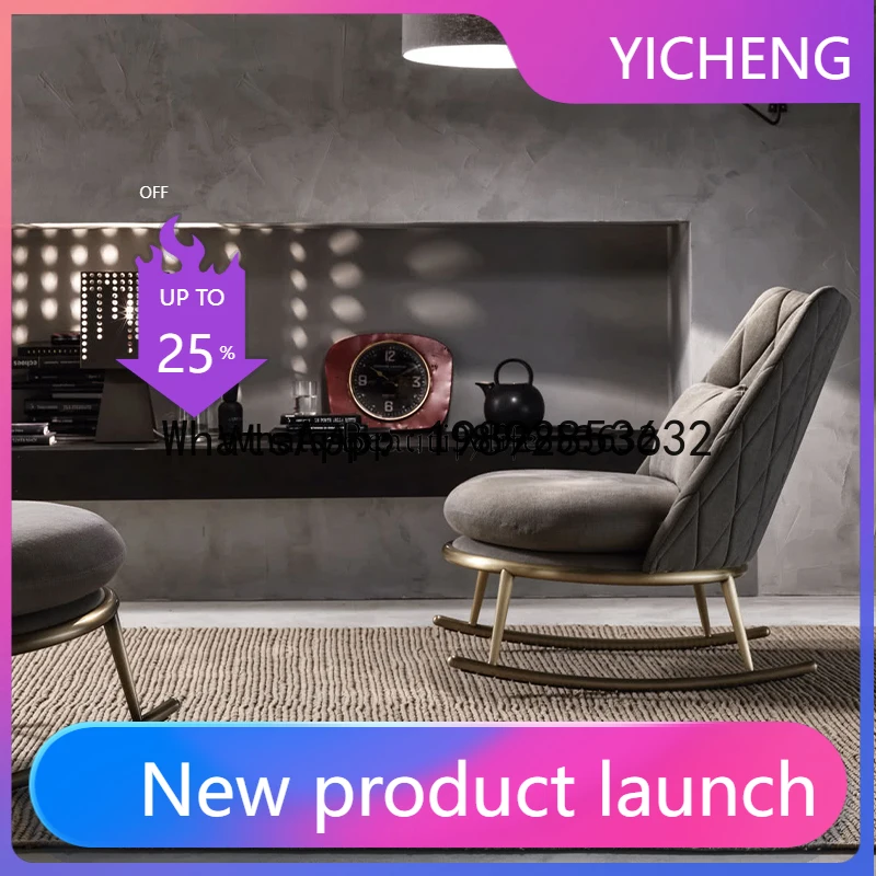 

LYY Balcony Metal Stainless Steel Rocking Comfortable Curved Foot Matte Black Sofa Chair