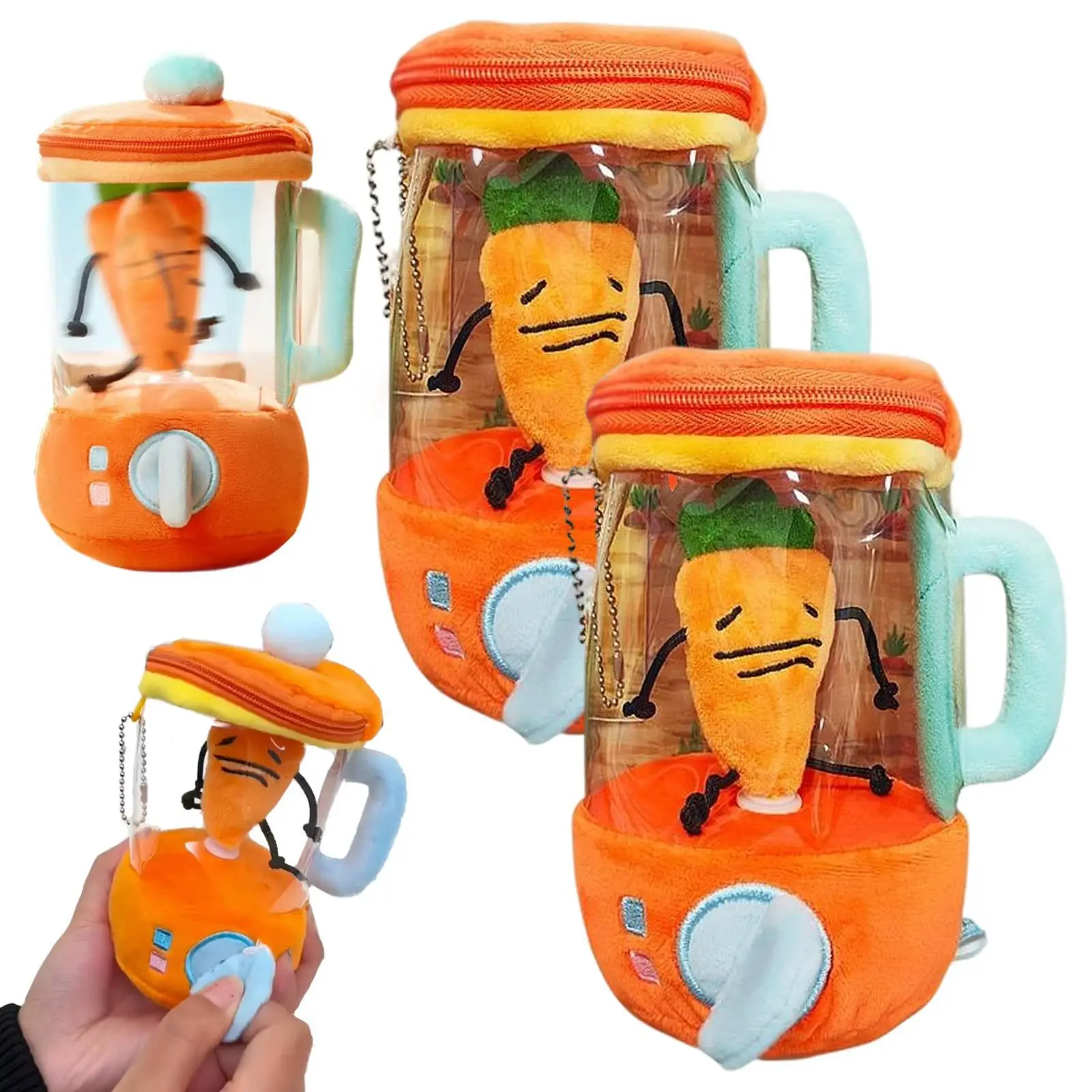 Simulation Plush Carrot Juicer Toy Cartoon Carrot Doll Stuffed Vegetables Drawstring Rotating Cute Carrot Toy For Boys Girl Kids