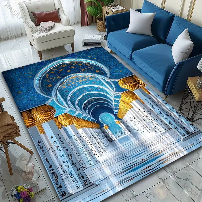 6 Style Palace Churches Temples Corridors Landscape Pattern Carpet for Living Room Bedroom Sofa Home Decor Non-slip Floor Mat