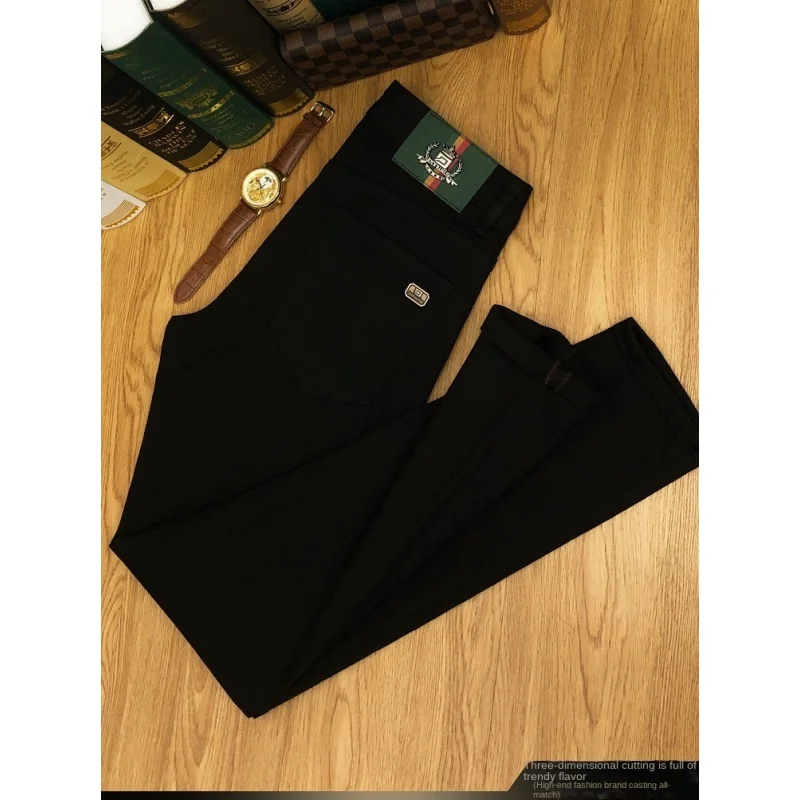 

Pure Black Jeans Men's 2024 Spring and Summer Versatile Simple Stretch Slim Fit Business Office Men's Trousers