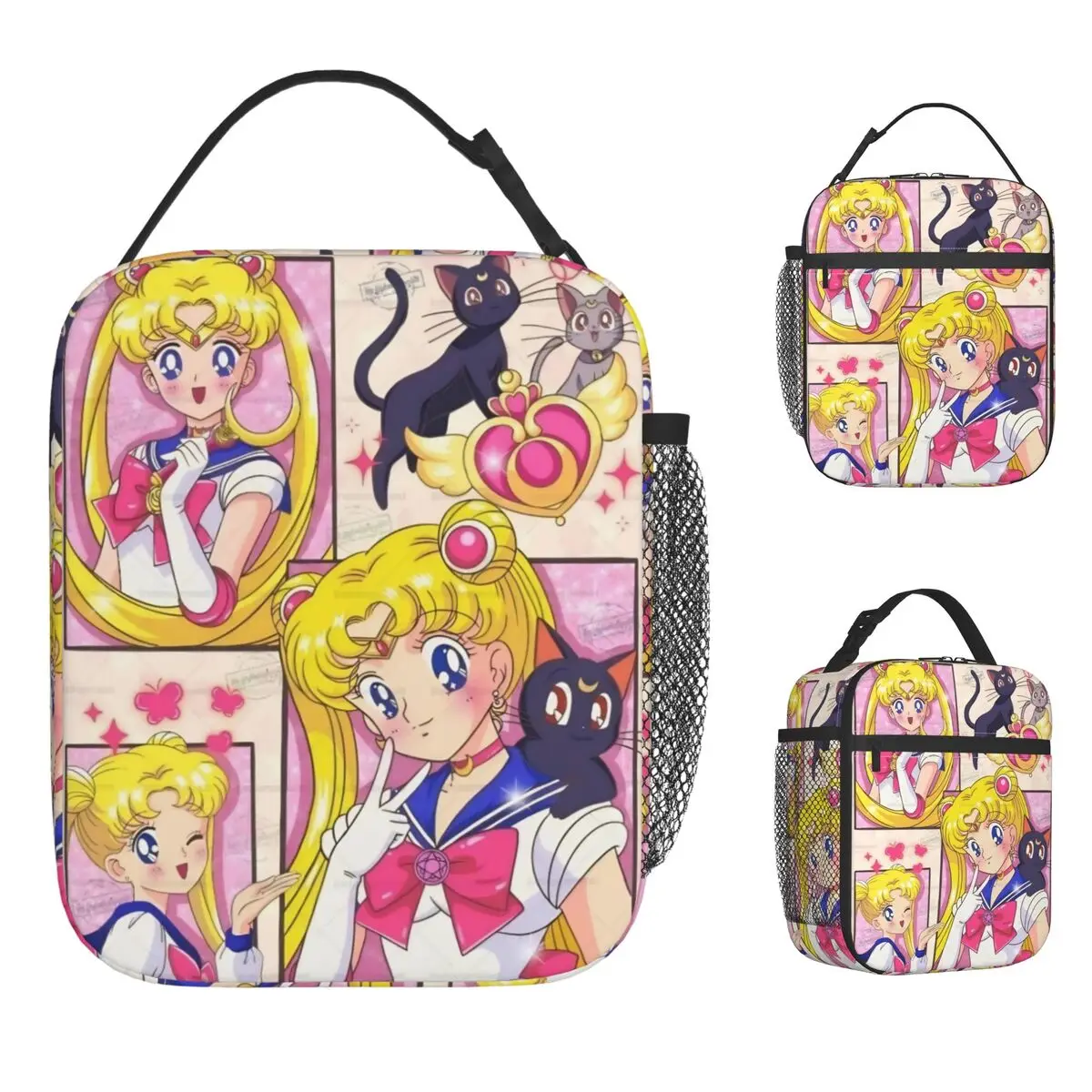 Sailors Moons Lunch Bag For Unisex Graphic Lunch Box Cute Travel Cooler Bag Convenient Oxford Tote Food Bags