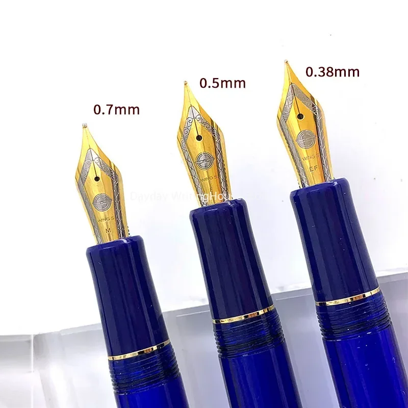 Yongsheng 699 Suave Vacuum enchimento Fountain Pen com caixa, Caneta de presente do escritório, Transparente, Seção Sólida, EF, F, M, Nib, Acrílico