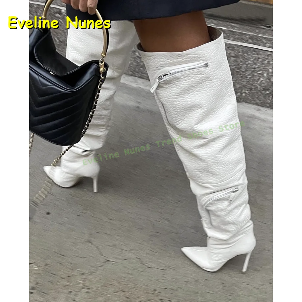 

Сапоги выше колена с украшением на молнии, осень 2023, новые поступления, модная обувь на шпильке с острым носком в уличном стиле, модная обувь для пикантных девушек