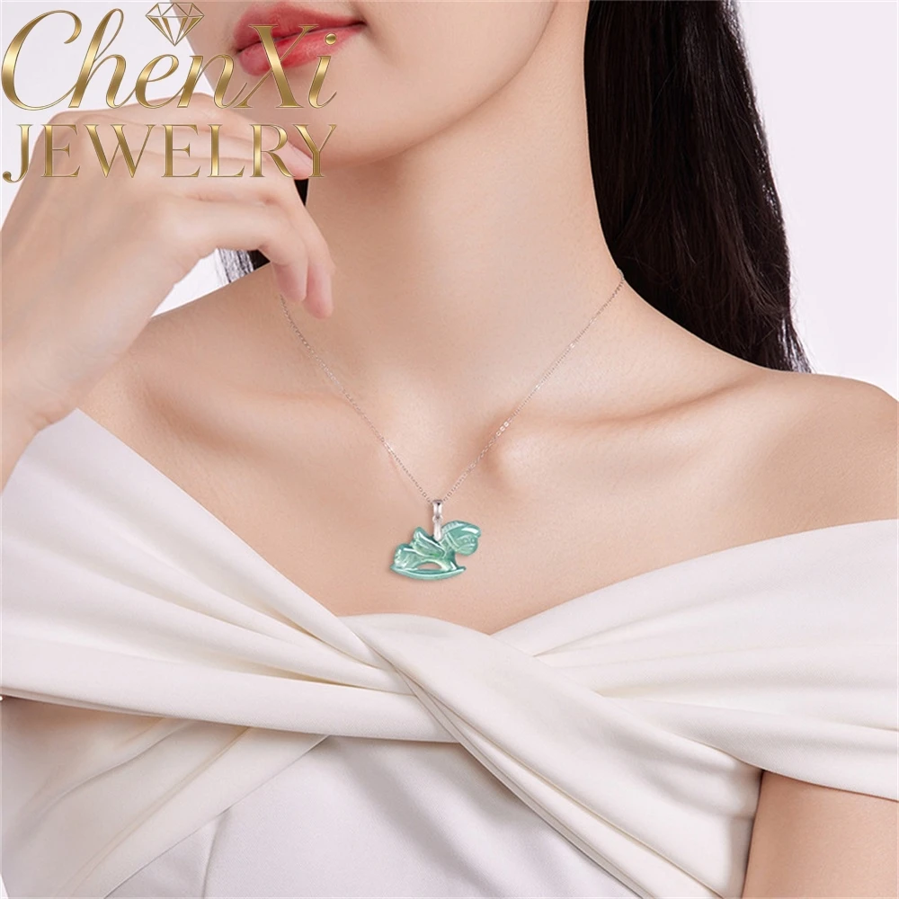 

High-End Natural Genuine Blue Wate Jideite S925 Rattle Horse Pendant Ice-Grade Jade For Women As A Gift Selling Fine Jewelry