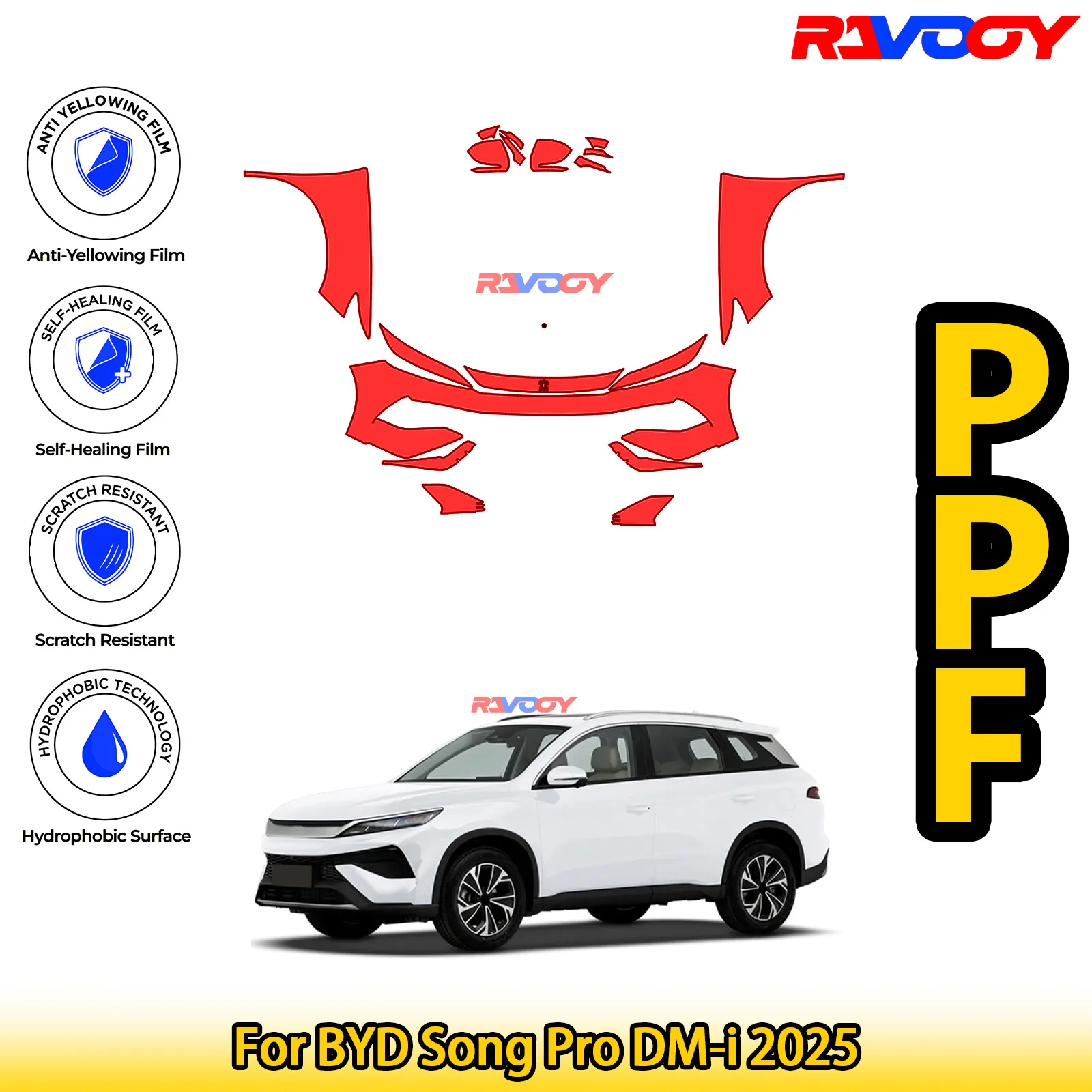 

For BYD Song Pro DM-i 2025 Glossy Matte Black Precut front PPF Kit Paint Protection Film