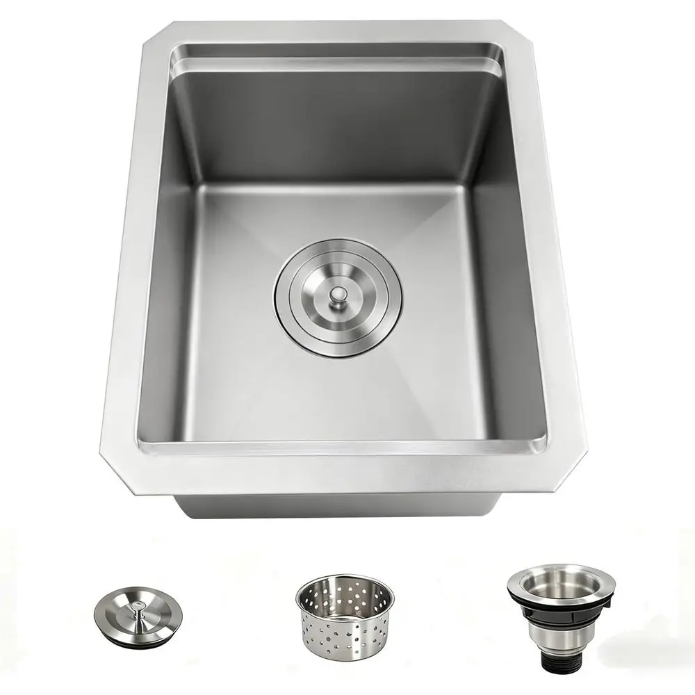 

12-дюймовая врезная мойка для бара с бесшумным сливом - одинарная мойка из нержавеющей стали 11-го класса - идеально подходит для небольших кухонь и баров