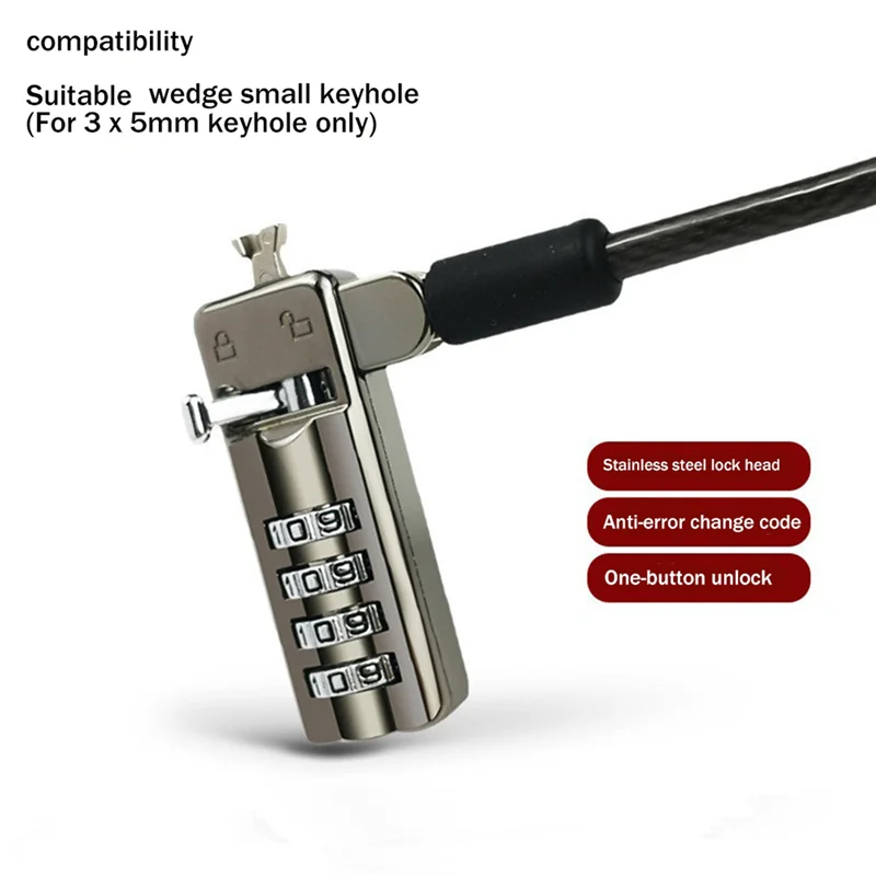 B44C 2X Laptop Lock 7000 3X5mm Small Keyhole Computer Anti-Theft Lock Suitable For DELL Alien Spirit More Burning