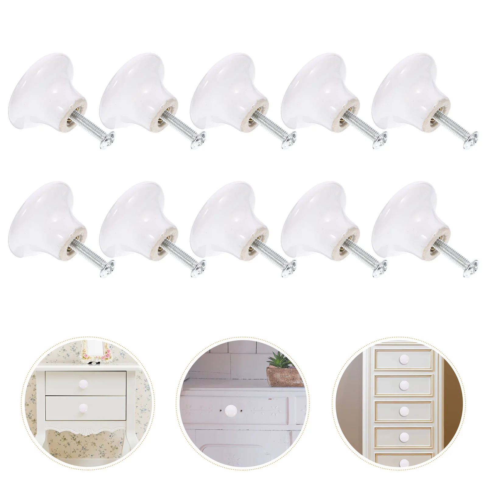 

10Pcs Ceramic Drawer Knob Round Single Hole Decorative Cabinet Handle for Kitchen Dresser Wardrobe Furniture Cabinet Knob