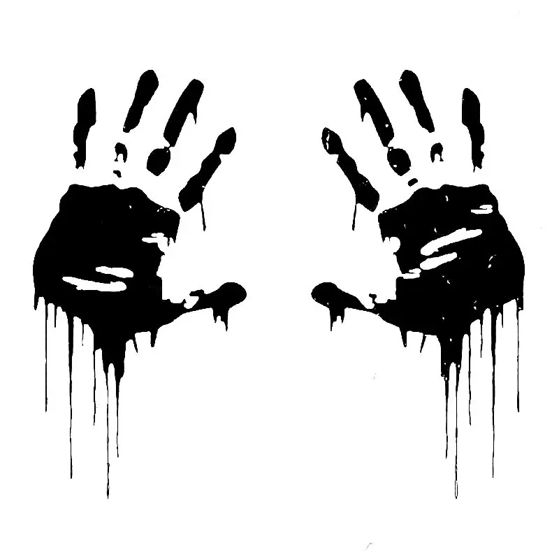 Zombie Bloody Hands Print Fun KK Vinyl Car Sticker Motorcycle Window Decal Accessories Black Silver 8cm*15cm