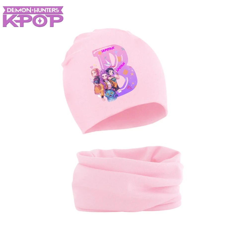 Kpop شيطان هنتر الطفل قبعة طقم أربطة عنق أنيمي رومي ميرا زوي قبعة منديل الاطفال الخريف الشتاء الدافئة القبعات الخمار هدية #3