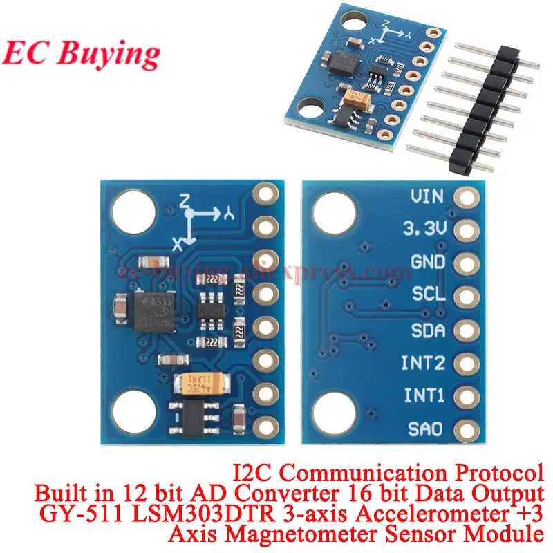 1Pc-10Pcs GY-511 LSM303DLHC 3-Axis Electronic Compass Acceleration Accelerometer Three-axis Magnetometer Sensor Module LSM303