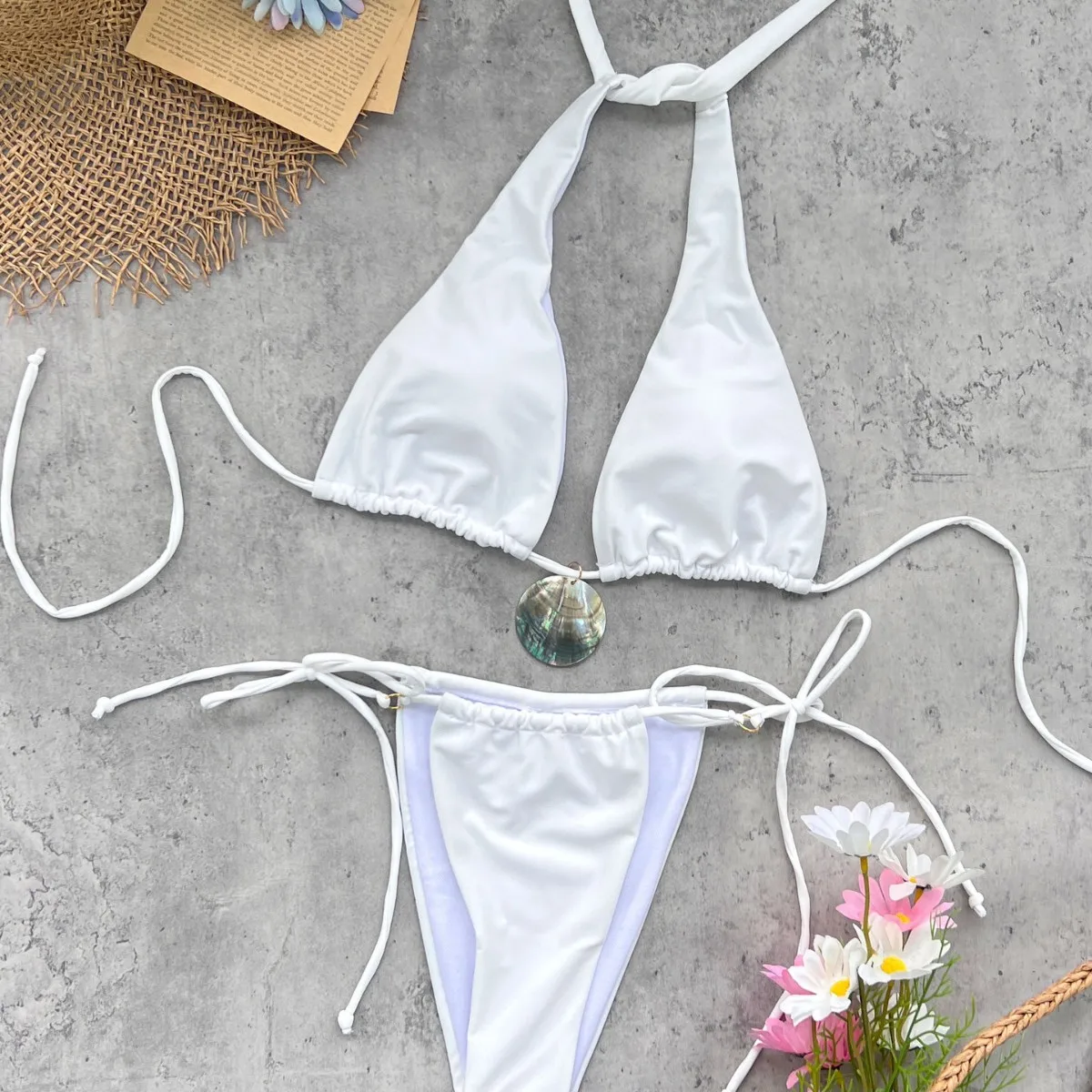 Sexy Bikinis Micro Thongs Swimsuit Women Bathing Suit Rings Biquini Bandage Beachwear Print Swimwear Sexy Bikini Sets With Chain