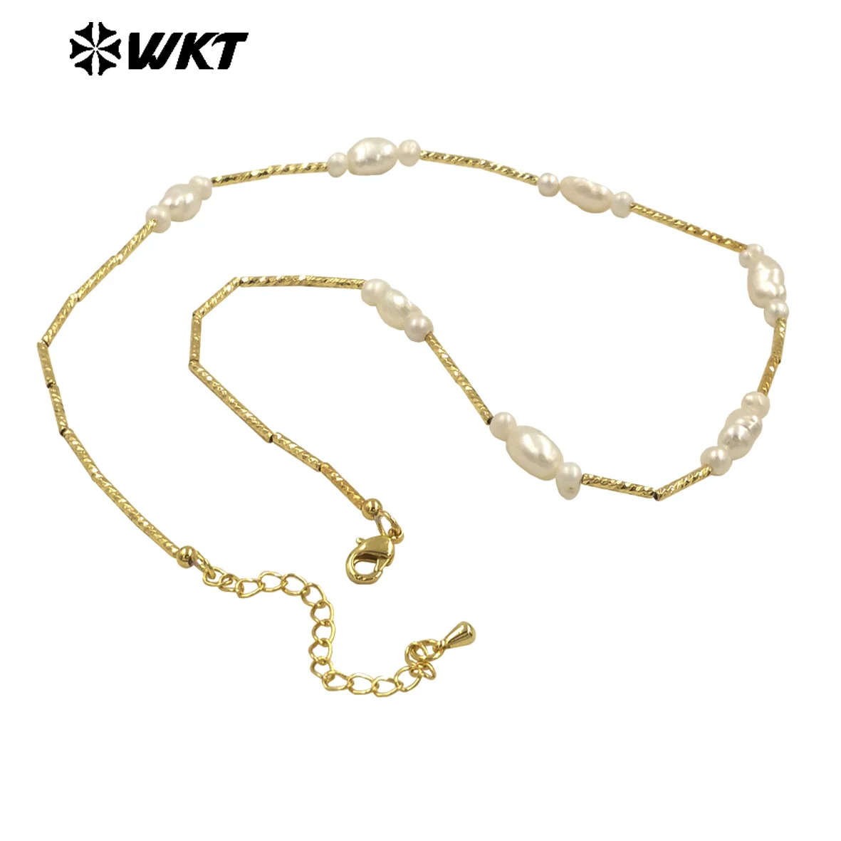 WT-JN279 New Arrival 18K Gold Beads With Freshwater Pearl Design 16 Inch Women Necklace For Wedding Jewelry Accessories