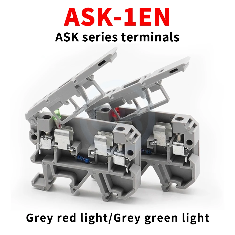 (10 pcs) ASK-1EN Illuminated Fuse Terminal Block JXB-2.5RD Rail-Mounted Fuse 4mm² ASK1EN ASK