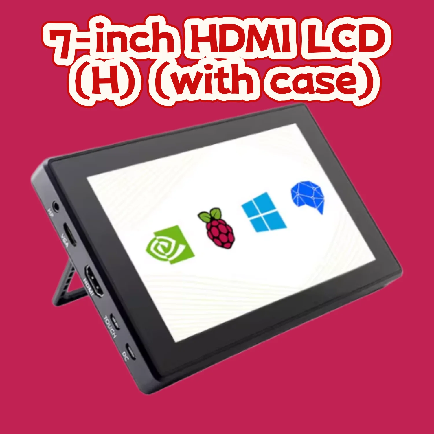 Waveshare 7 inch HDMI LCD Computer Monitor Resistive Touch Screen LCD, 1024x600, HDMI, IPS, Raspberry Pi Display