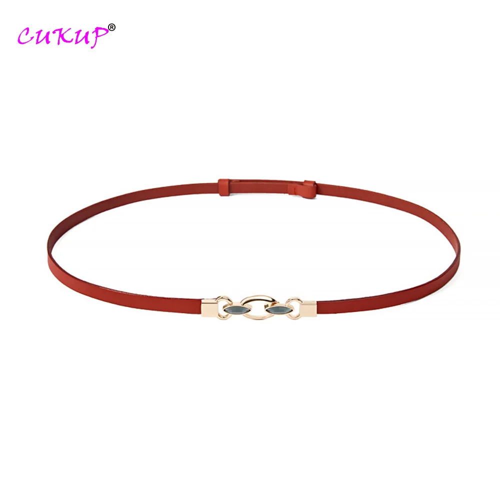 

2025 New Design Slim Belts Female Style Skirt Decorative Solid Cow Genuine Leather Waistband Belt for Girls 1.2cm Width FCO295