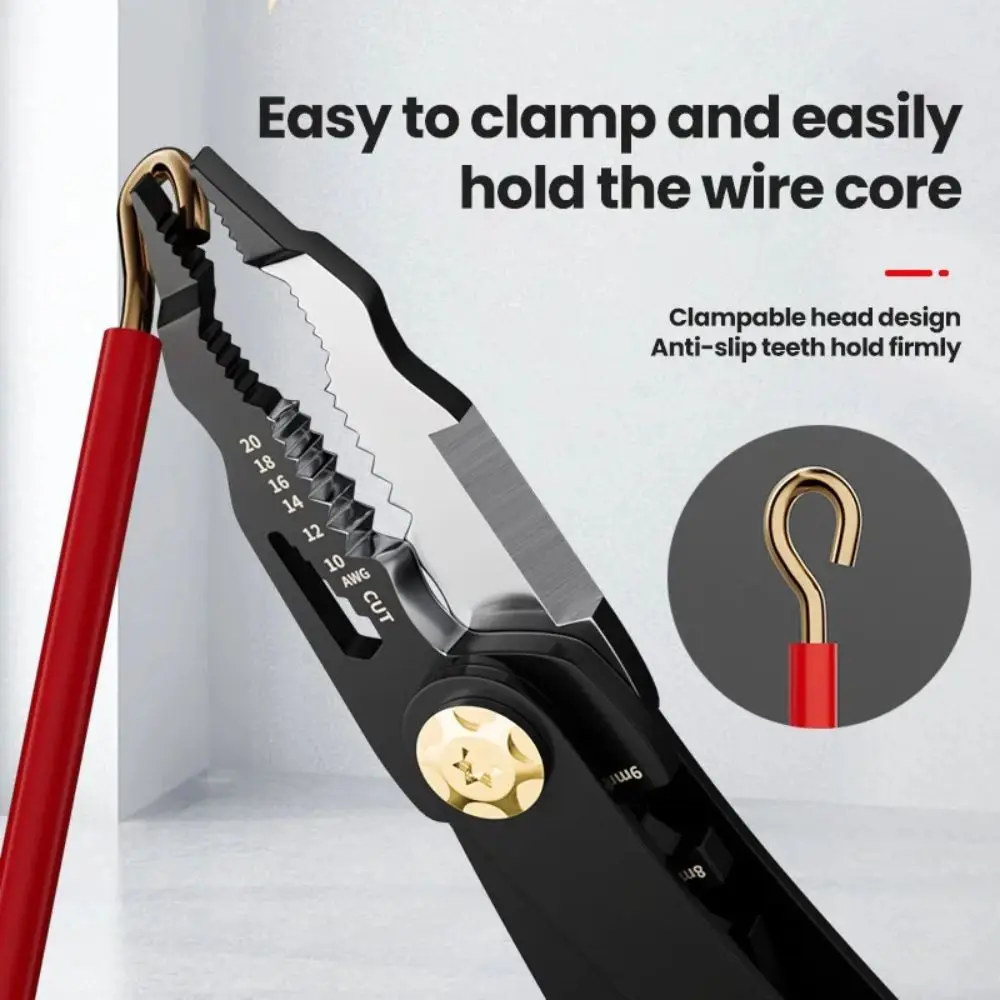 

Adjustable Double-head Automatic Wire Stripper Pulling Crimper Electrician Pliers Hand Tool Cutting Cable Cutter Stripping
