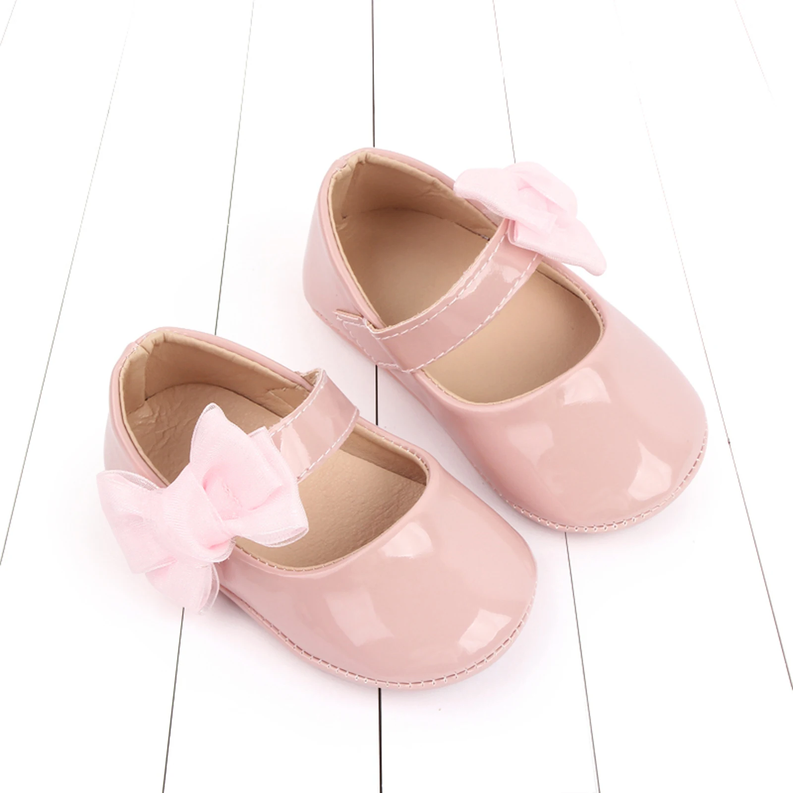 Mocassins en cuir PU pour bébés filles, semelle souple, nœud papillon, chaussures plates, coordonnantes, princesse, premiers pas, mignon