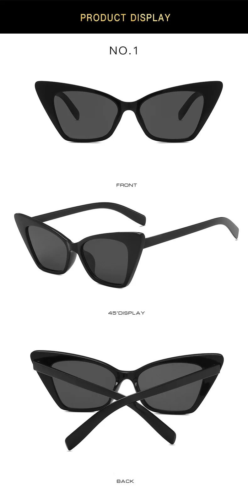 Klassische Vintage Sexy Cat Eye Sonnenbrille Frauen Marke Designer Retro Übergroßen Cateye Weibliche Sonnenbrille UV400 – Detail 9