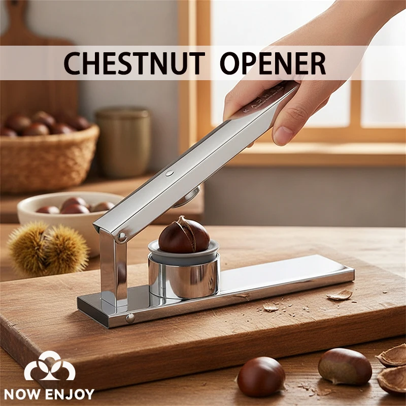 NOW ENJOY 1Pc Chestnut Cutter Opener Durable Stainless Steel Household Nut Cracking Tool for Nuts Removal Nut Cracker
