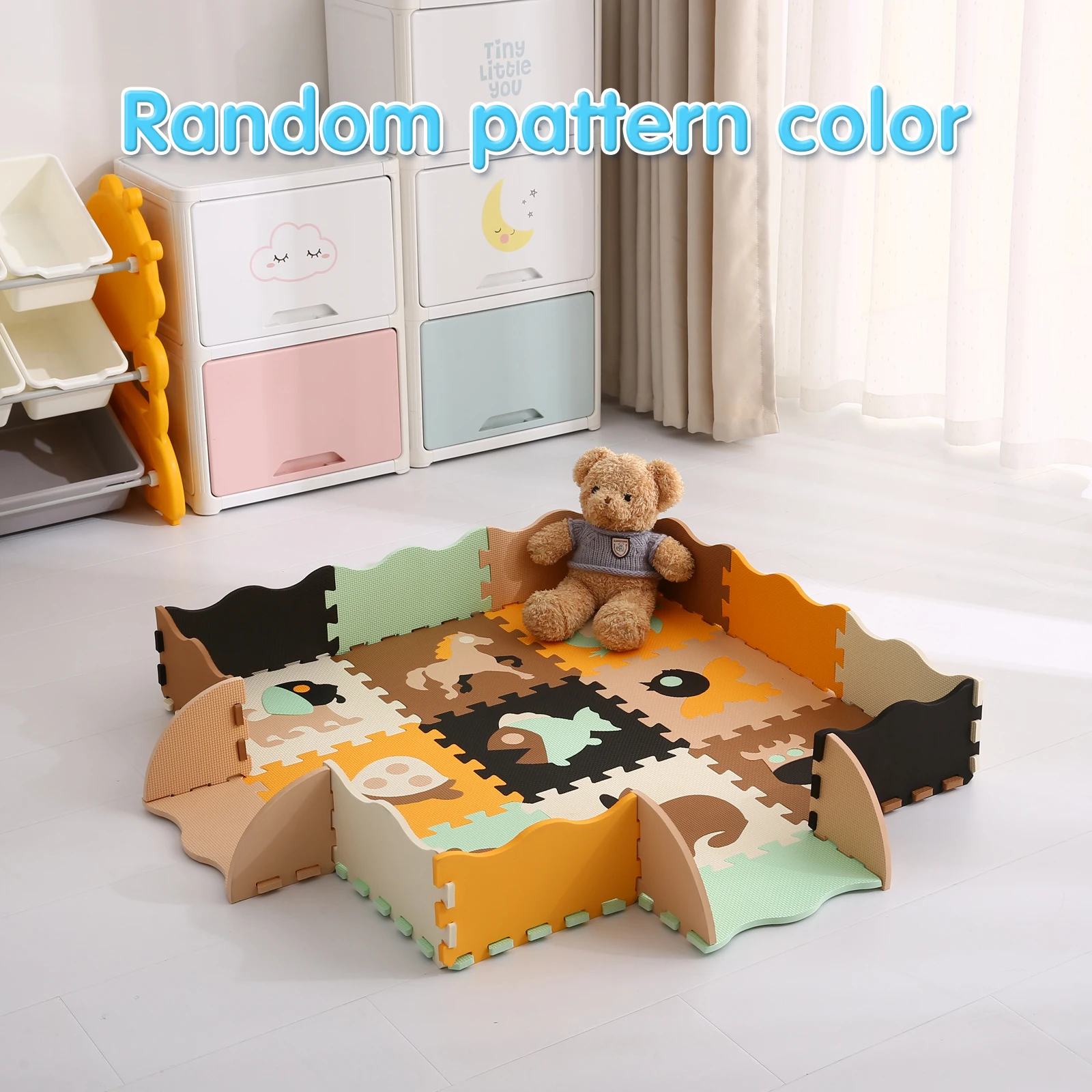 

25PCS 0.4 inch Foam fence Play Mat for Kids,EVA Floor Mats Multi Colors PVC Bag Educational Toys Birthday, Christmas Gifts