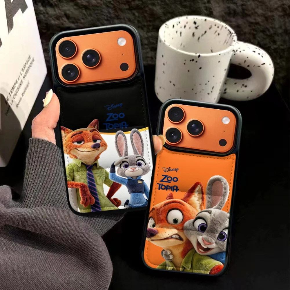 Casing Ponsel Jaket Trendi Bertema Disney Zootopia untuk 17 16 15 14 13 12 11 Pro Max Air 16 Plus Sampul Ponsel Warna Kontras
