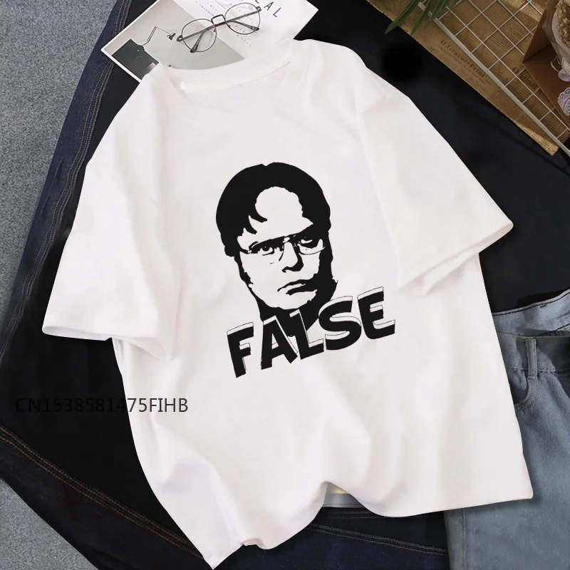 Dwight Schrute False Premium Printed T-Shirt Circle Game Meme Soatrld Harajuku Basic Tshirt Short Sleeve Female T Shirt Women