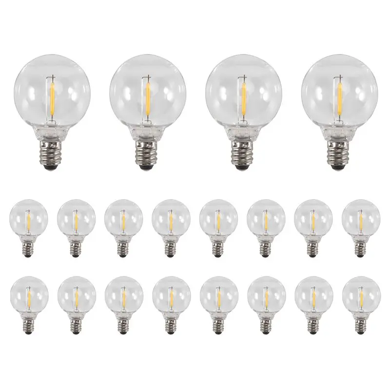 

20 Pcs G40 LED Replacement Light Bulbs E12 Screw Base Shatterproof LED Globe Bulbs For Solar String Lights Warm-[A04I Tools]