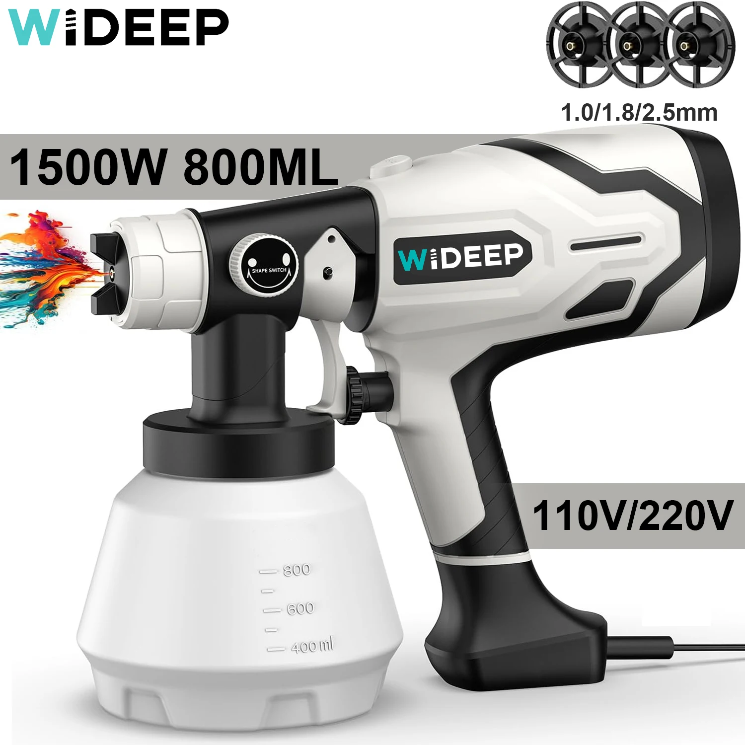 Pistola Elétrica de Alta Potência Pulverizador de Pintura Hvlp Auto Móveis Revestimento de Aço Airbrush Bico de Cobre 110v 220v 1500w Pcs