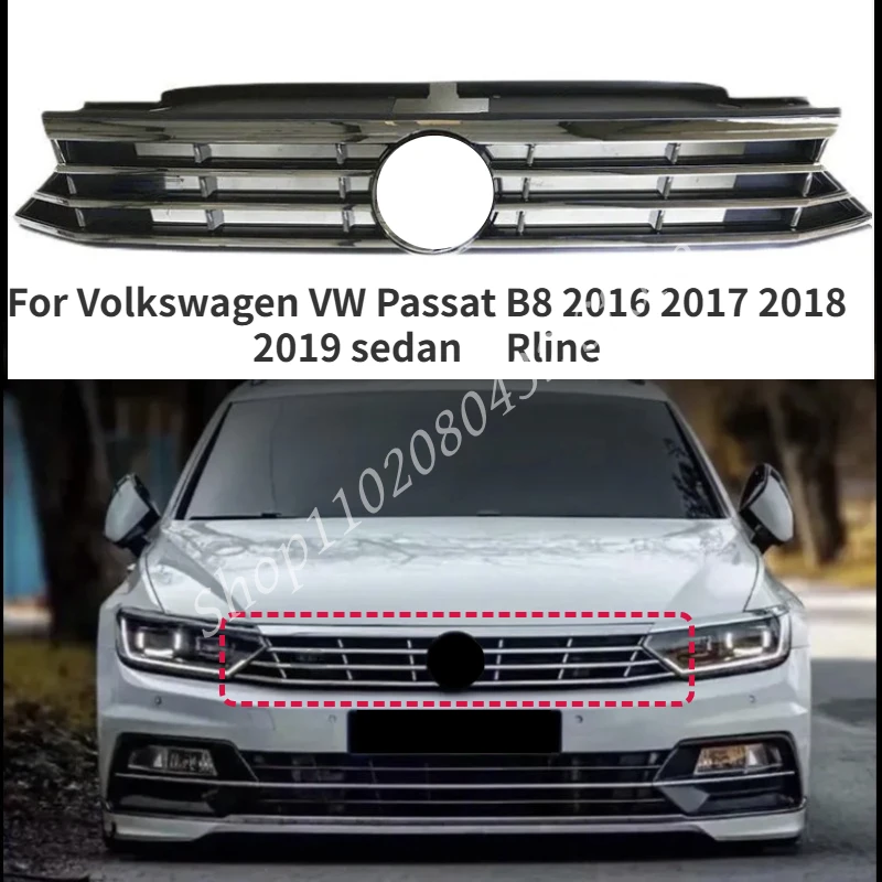 For Volkswagen VW Passat B8 2016 2017 2018 2019 sedan FRONT Chrome plating GRILL bumper grille ABS black Grill grill